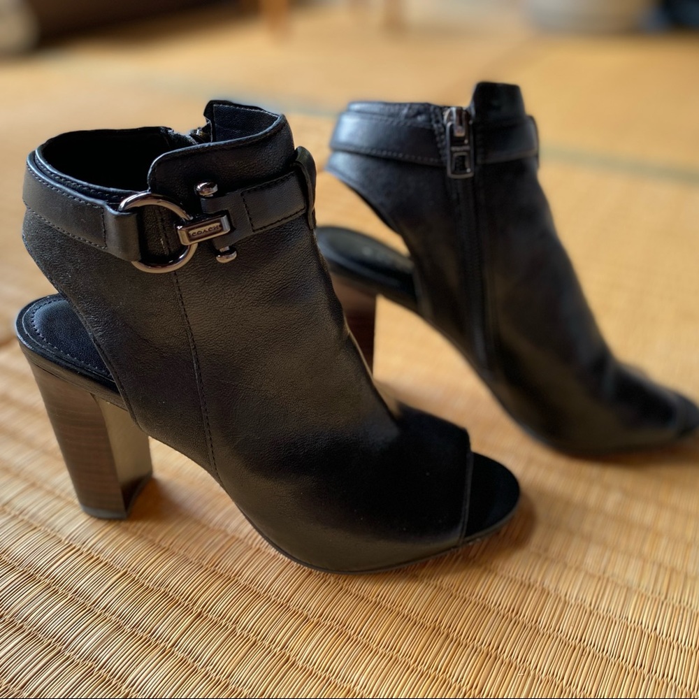 Coach peep-toe booties black size 5.5